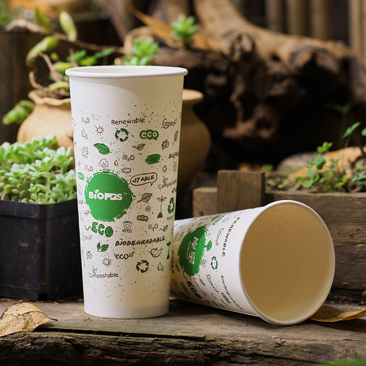 8 oz Double Wall Compostable Vending Biodegradable Paper Cup With Lid