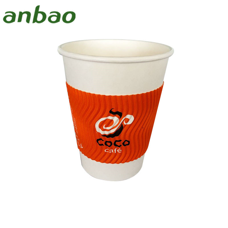 custom printed take away hot black coffee kraft paper cup with lid