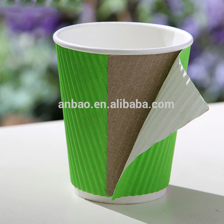 ripple wall paper coffee cup with sleeve and lids holder with handle