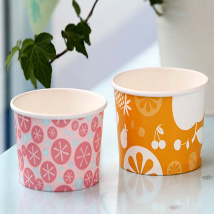 Custom Design Eco-Friendly Pla Coated Biodegradable Disposable Ice Cream Paper Cup With Lids