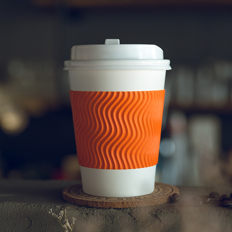 OEM Biodegradable Ripple Wall Paper Cup With Lid