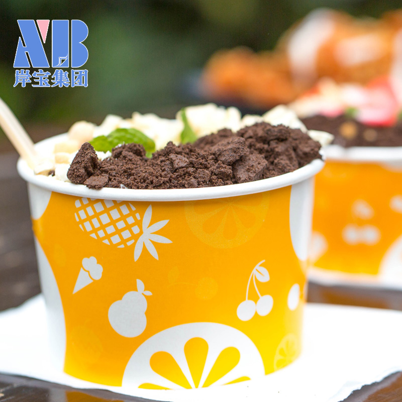 Eco-Friendly Customized Frozen Yogurt ice cream cup paper bowl With Lid