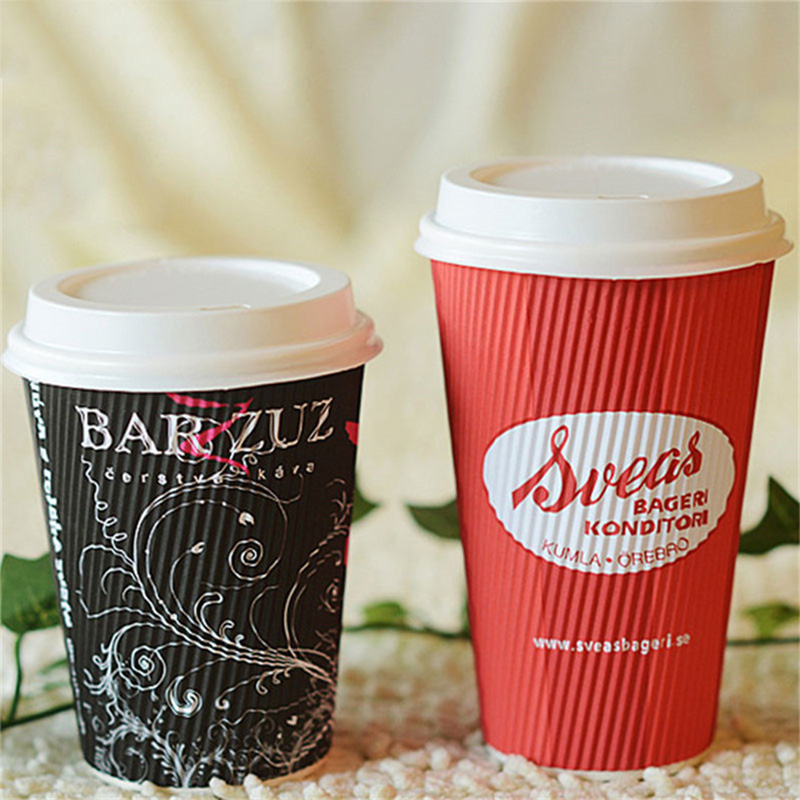 Red takeaway paper cup 4oz/8oz/12oz/14/oz/16oz ripple wall paper cup