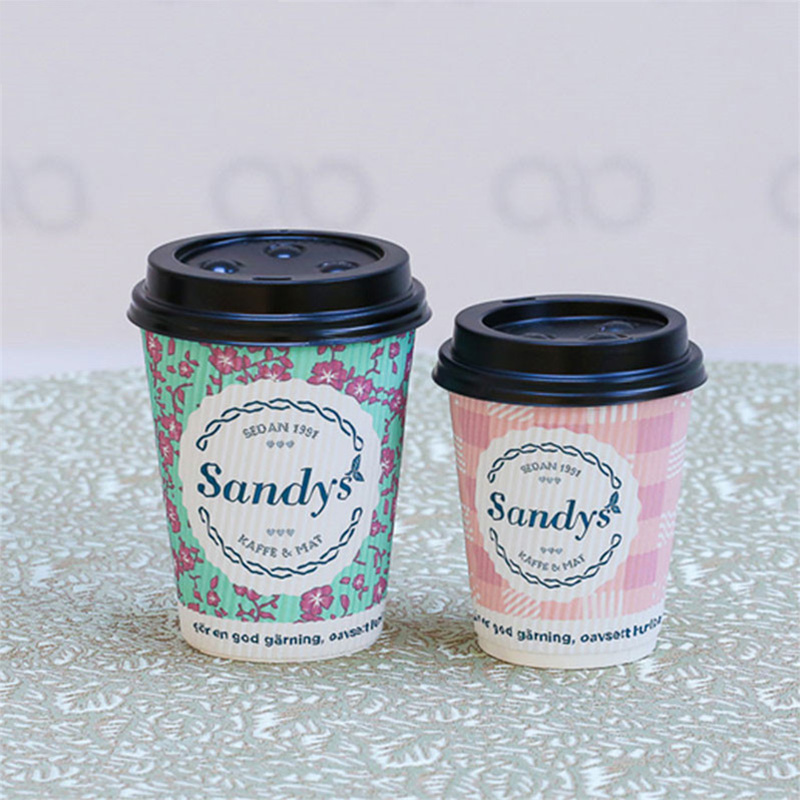 Disposable Corrugated Custom Logo Design Printed Ripple Wall paper coffee cup