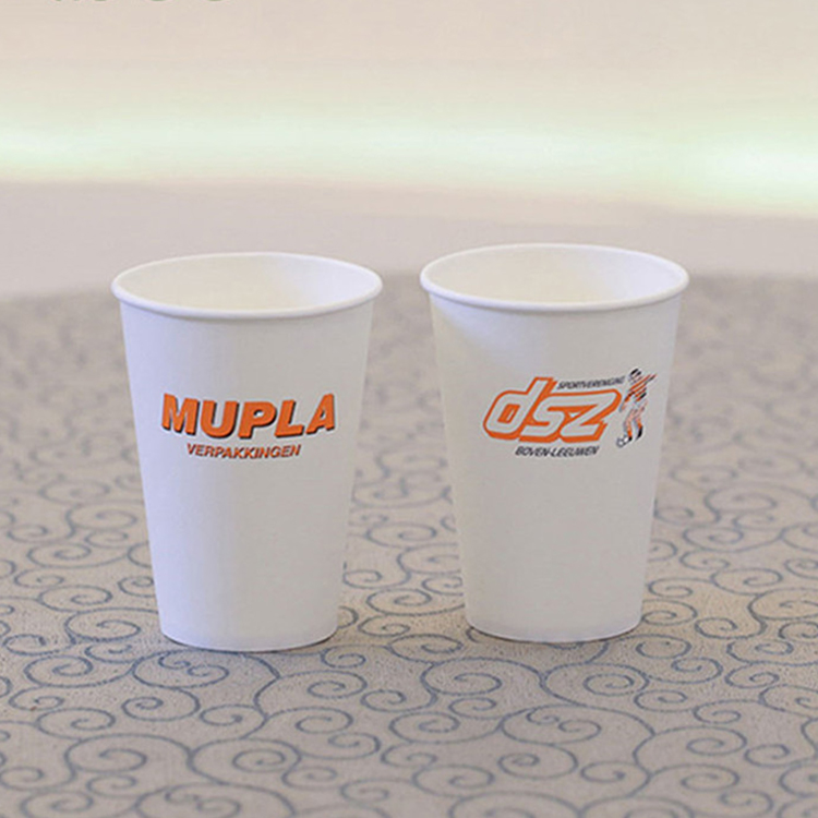Custom printing Logo disposable single wall paper coffee cup with plastic lids for drink