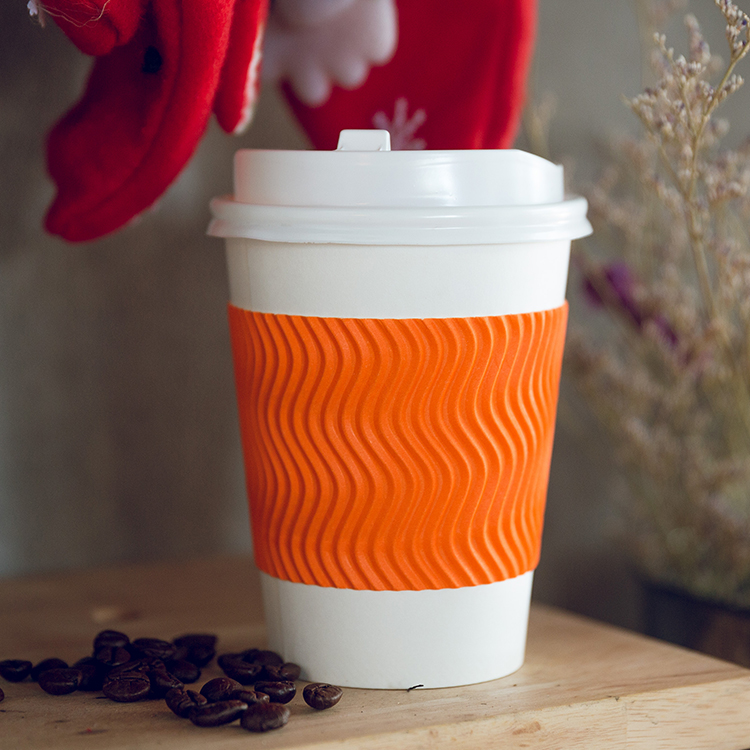 Customized Printed Biodegradable Ripple Coffee Paper Cup