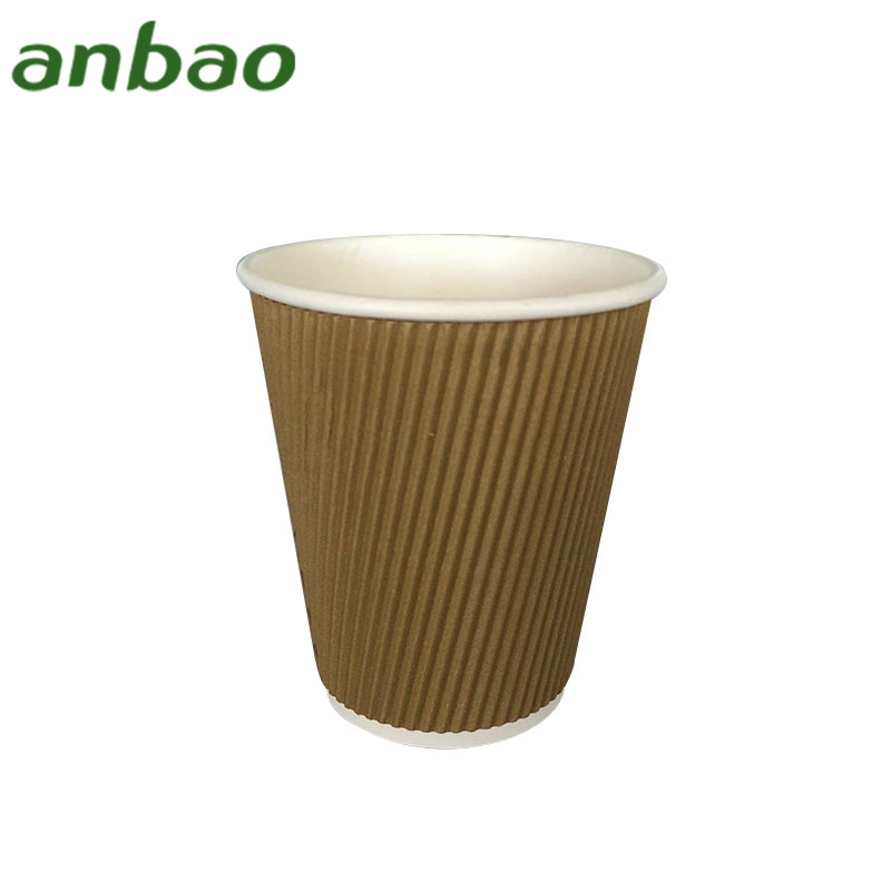custom printed take away hot black coffee kraft paper cup with lid